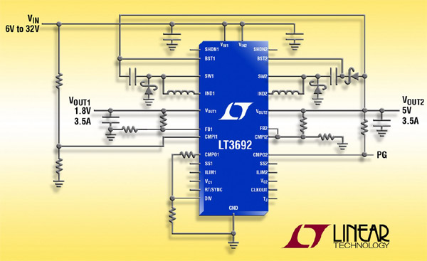 convertisseur DC/DC, abaisseur, 36 V, sortie double 3,5 A ( IOUT)